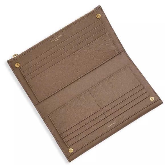 Authentic YSL Uptown large flap wallet in grain de poudre embossed leather WOC - Picture 6 of 14